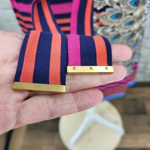 LAUNDRY BY SHELLI SEGAL Striped Peacock Belted Dress Sz XS - Picture 6 of 14